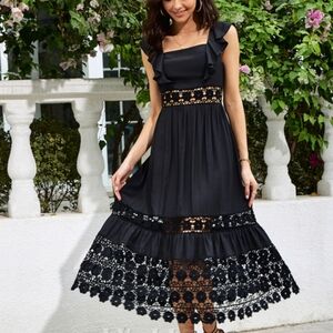 Eilly Bazar Elegant Black Lace Dress Size Medium